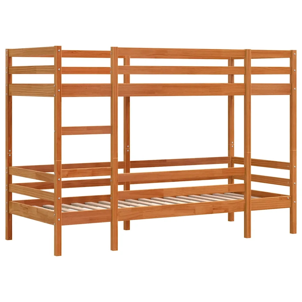 Letto singolo | Letto per adulti | Letto a Castello Marrone Cera 75x190 cm in Legno di Pino