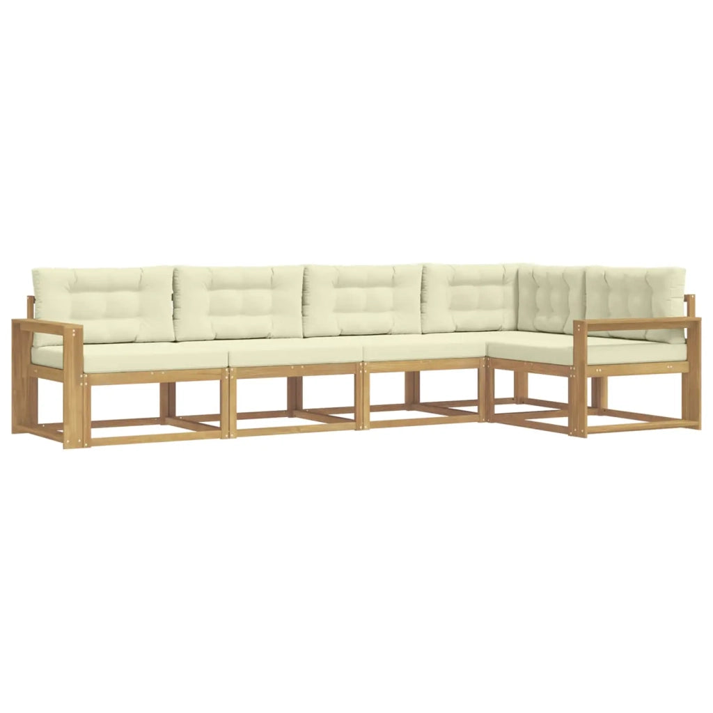 Set di divani da esterno 4 pcs Bianco e Crema Poliestere