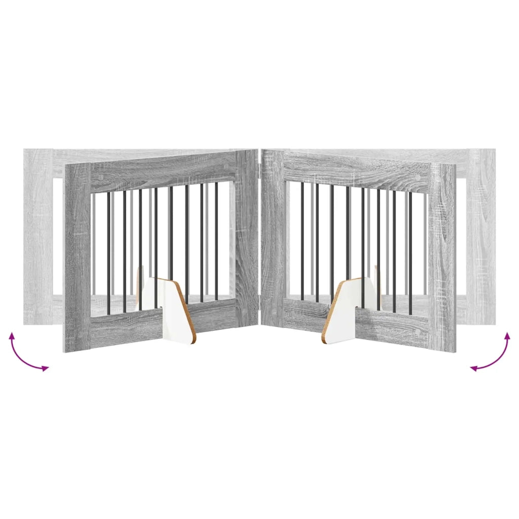 Cancello per cani con supporti 2 pz Grigio Sonoma 80 x 60 cm CFW1103192