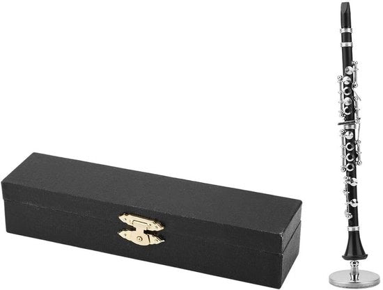 Miniatura di Clarinetto in Metallo Nero - Decorazione per Tavolo - Replica di Strumento Musicale - 16 cm - Materiale di Alta Qualità - Decorazione Musicale