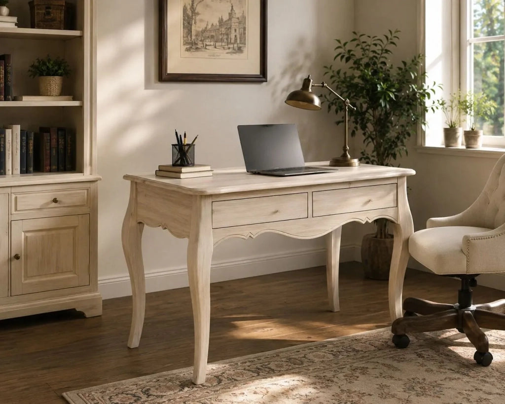 Scrivania 2 cassetti classica legno massello grezzo l.101 p.62 h.82 (3106) - Mobili 2G