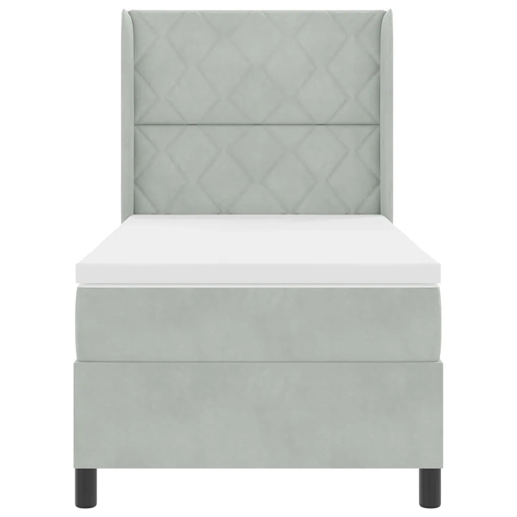 Letto a molle con materasso Grigio chiaro 100 x 200 cm Velluto 3342050