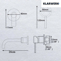 NAVIS | Rubinetto da bagno montaggio a parete in 2 parti argento|miscelatore semplice in acciaio inox  montaggio a parete per lavabo per hotel