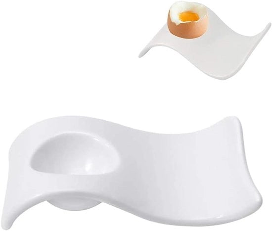 Accessorio da colazione e decorazione da tavola per bambini - Eierdopje e eierstandaard in porcellana bianca