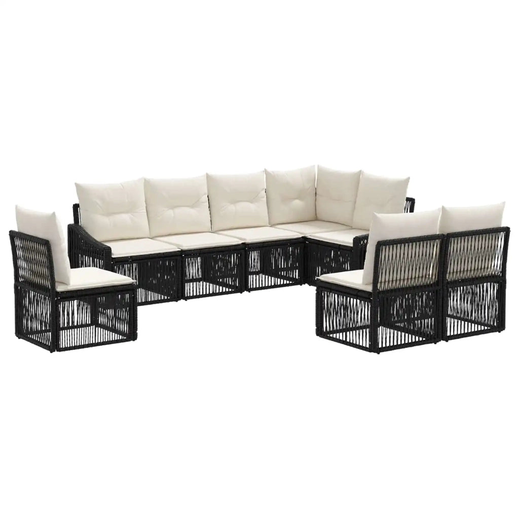 Set Divano da Giardino 8 pcs Nero polyrattan 3436021