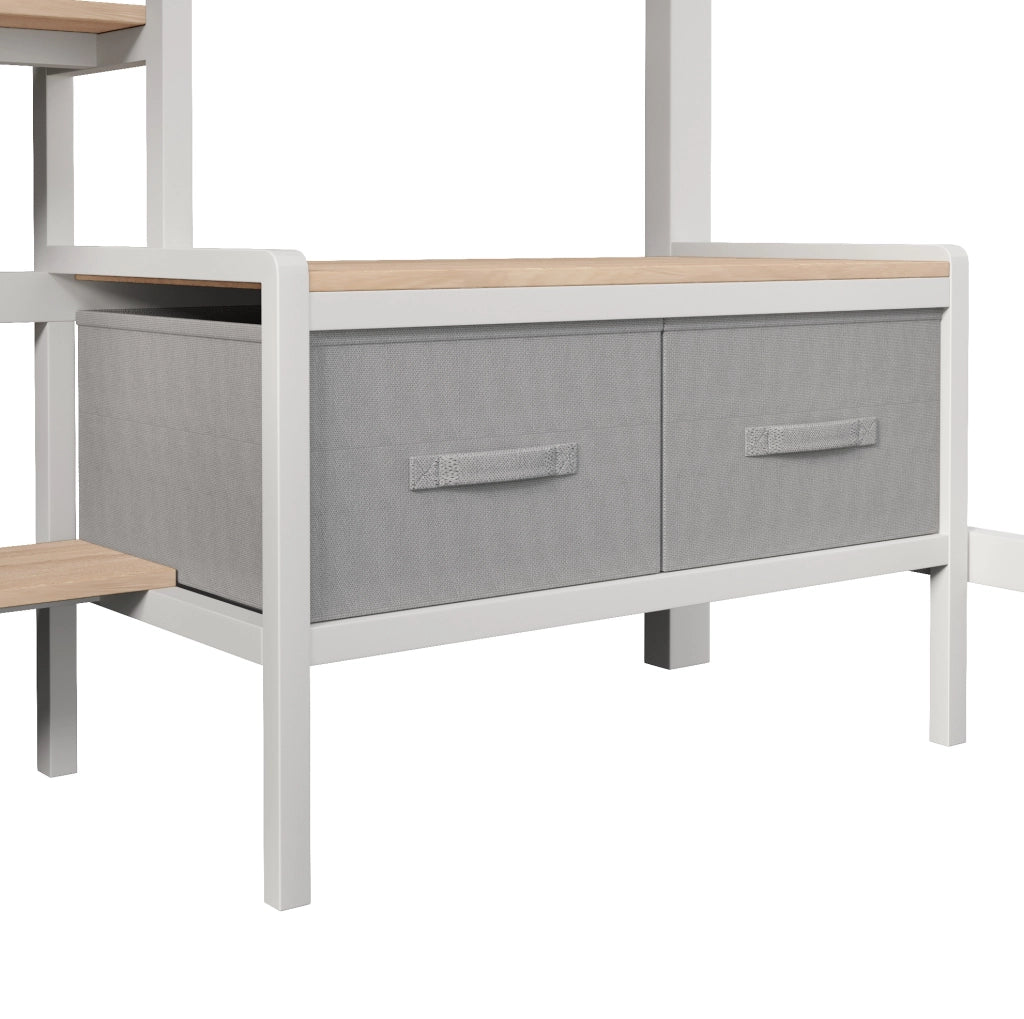 Letto a soppalco bianco 90 x 200 cm con scrivania, LED e USB