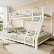 Letto a castello in metallo 90x200 cm / 140x200 cm con scala e sponde bianco