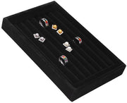 Display per Anelli 7 Facciate - Organizzatore per Gioielli - Risparmia Spazio - Vetrina in Pelle - Supporto in Legno - Per Anelli/ Orecchini - Organizzatore per Gioielli con 7 Facciate