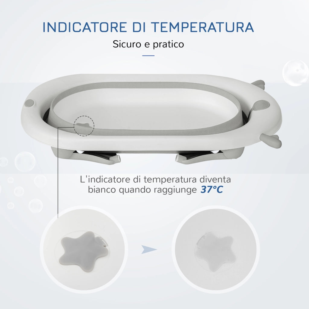 Vasca da bagno pieghevole per bambini 0-3 anni ¨C zephmum ¨C 81.5x50.5x23.5cm, Bianco