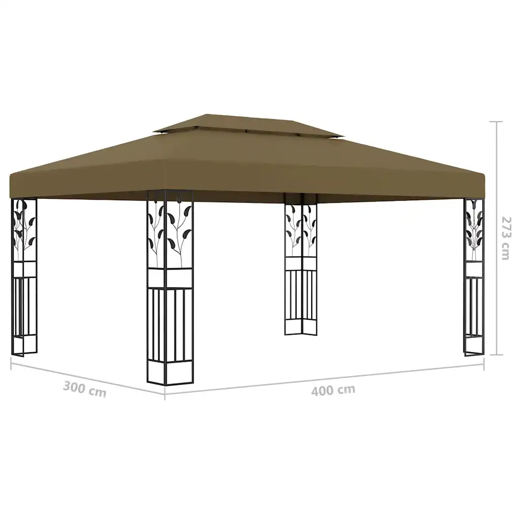 Gazebo | Pergolato con Tetto Doppio e Luci LED 3x4 m Grigio Talpa