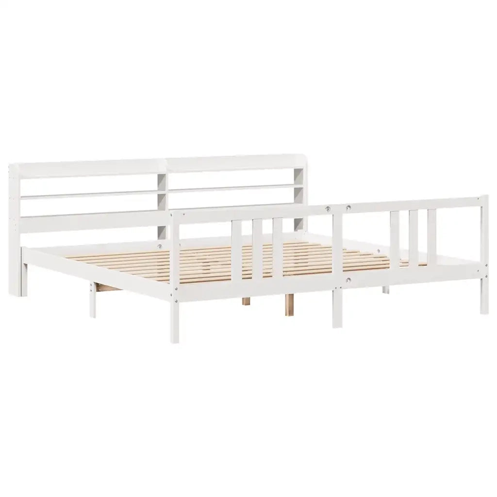 Giroletto con Testiera senza Materasso Bianco 200x200 cm