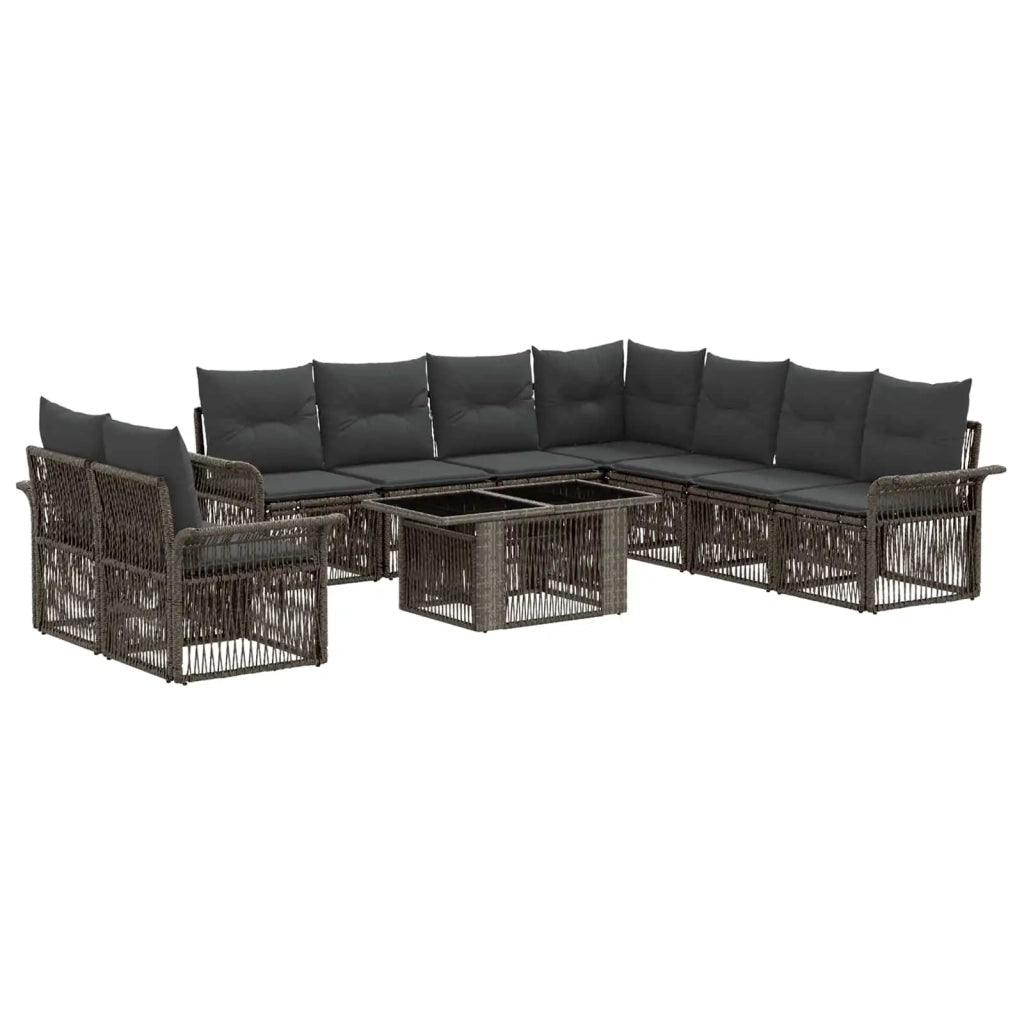 Set Divano da Giardino 10 pz Grigio e Grigio Scuro polyrattan 3436658