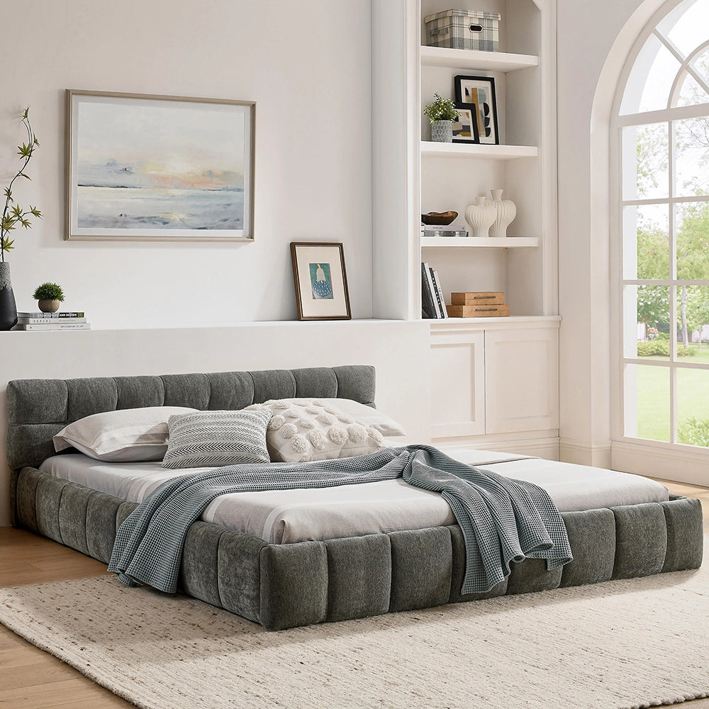 Letto 160x200cm?- Xylo - chenille quadretti grigio