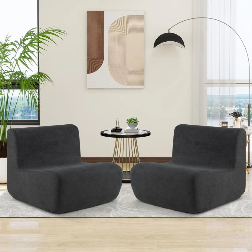 Divano Singolo da Pavimento, Poltrona da Divano con Morbido Velluto e Supporto Ergonomico, Poltrona Sacco da Lettura per Soggiorno, Camera da Letto (Grigio)