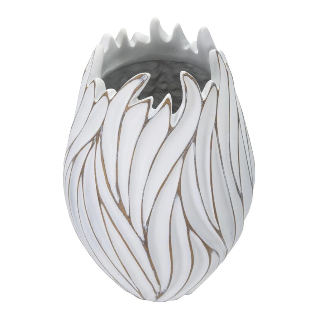 Vaso Decorativo VKH668, Bianco, Poliresina, 27x27x41,5 cm