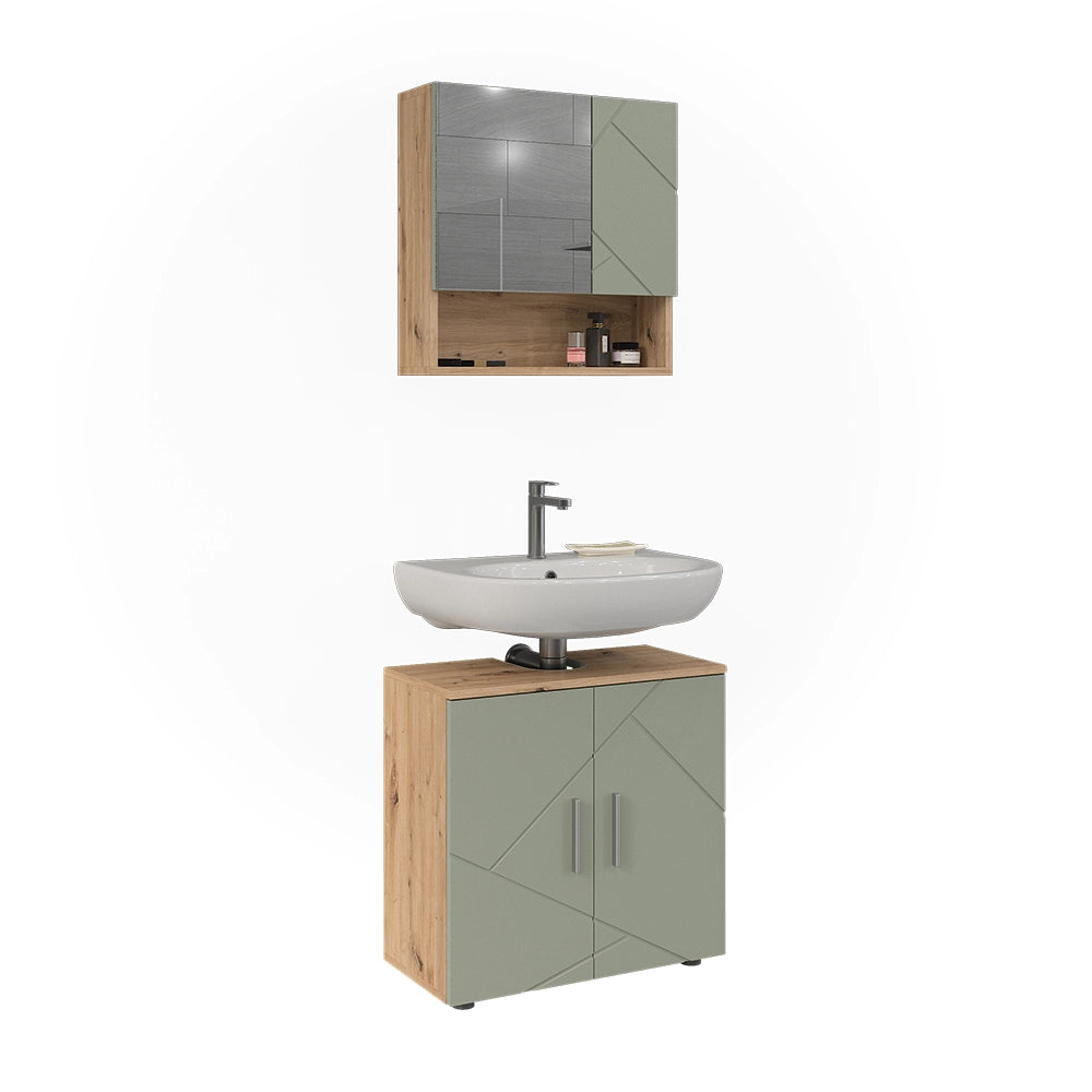 Vicco Set di mobili da bagno Verde salvia 2 parti