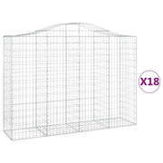 Cestini gabbioni recinzione a gabbia muro di contenimento ad arco 18 pezzi 200 x 50 x 140/160 cm ferro zincato argento 02_0040499