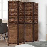 Divisorio Ambienti | Divider per stanze | Paravento 4 Pannelli Marrone Scuro Massello Paulownia