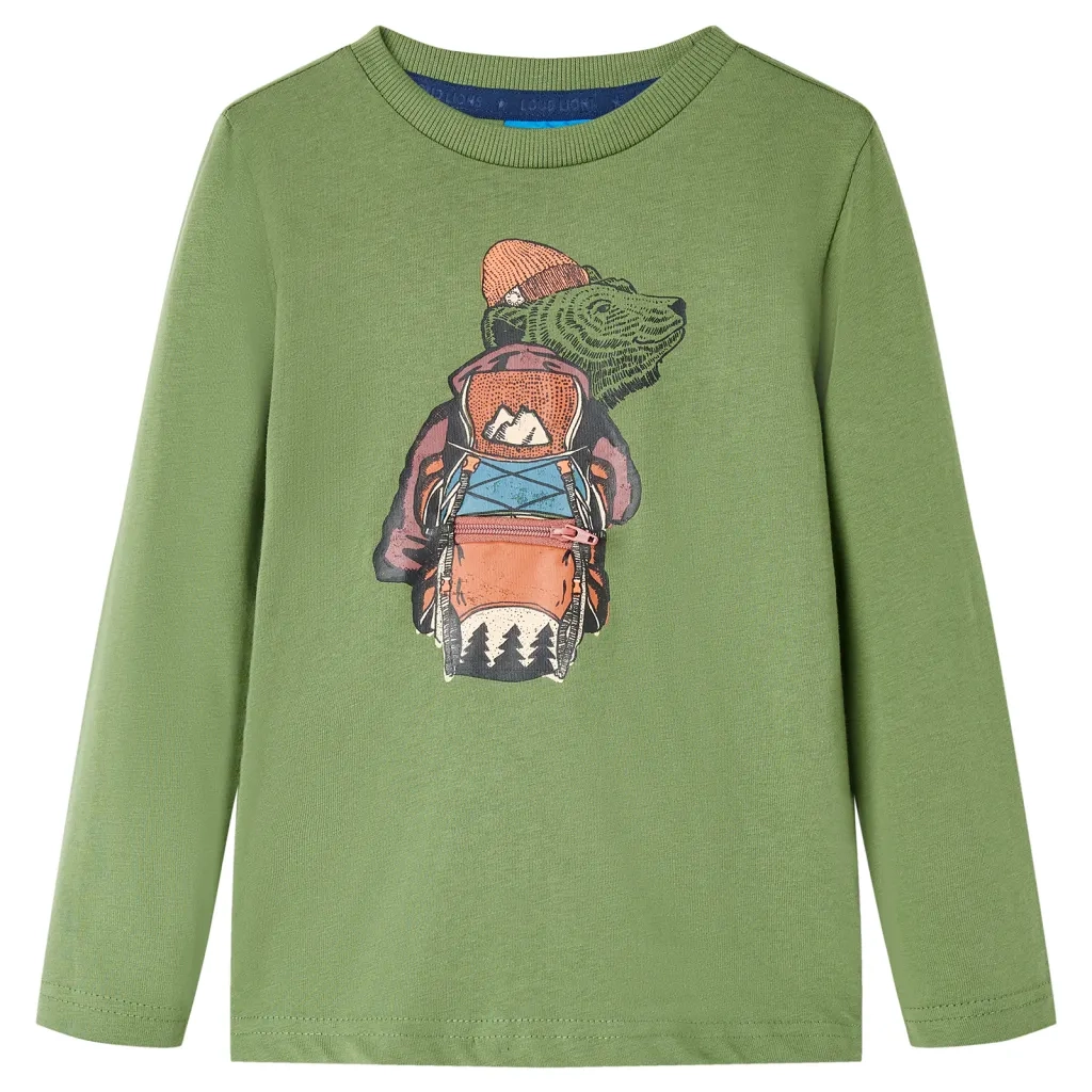 Maglietta da Bambino a Maniche Lunghe Cachi Chiaro 104cod mxl 132249
