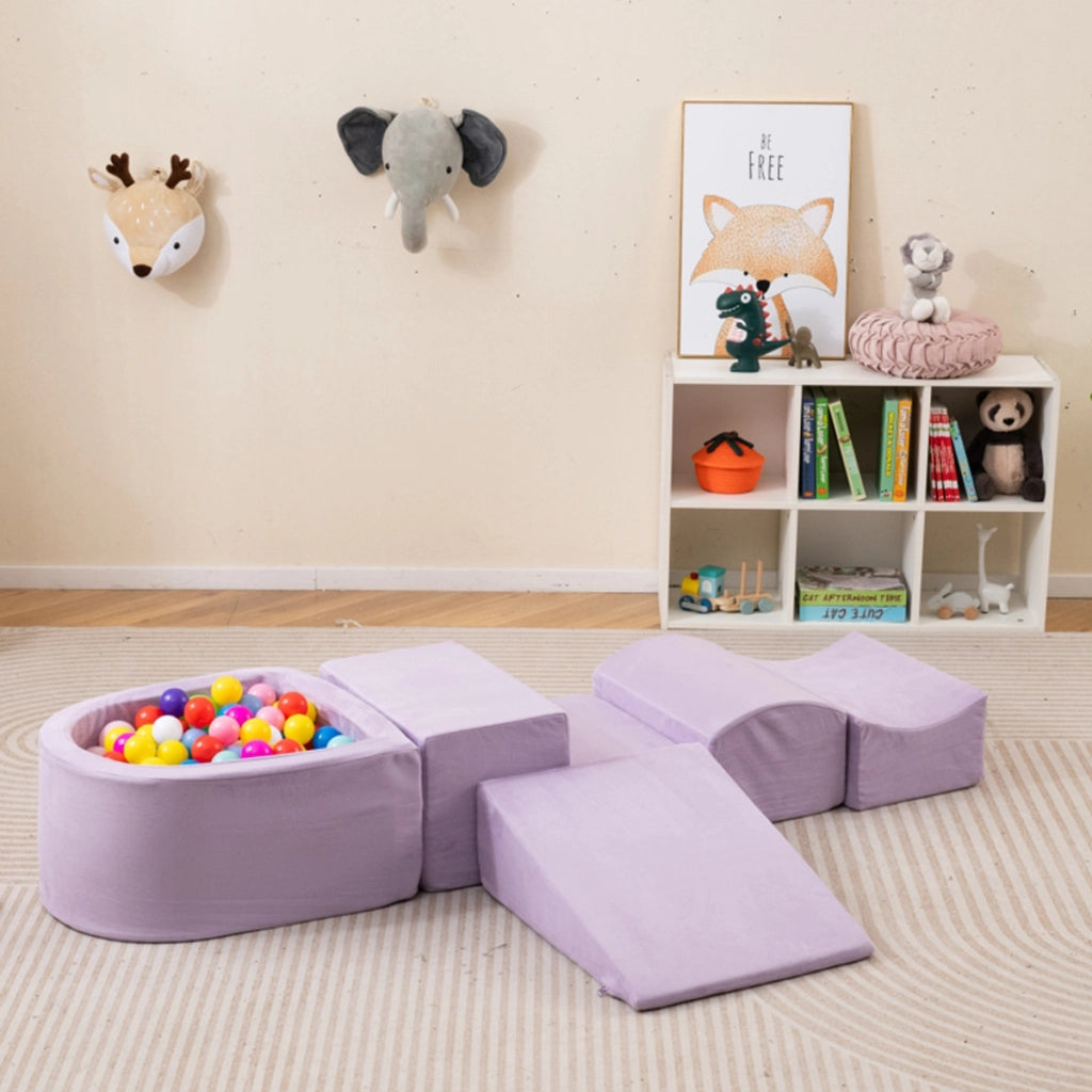 Set di gioco in schiuma a 5 pezzi per bambini con piscina di palline coperture lavabili-Blocchi creativi Viola