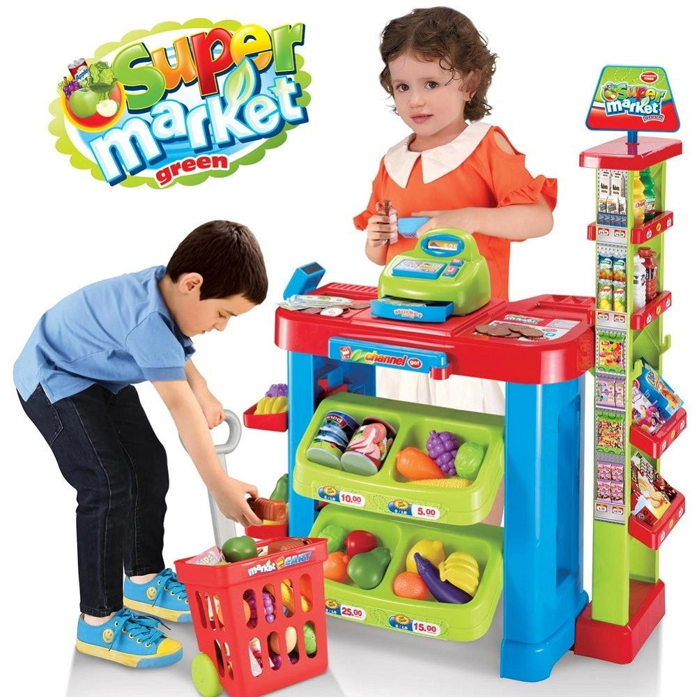 Trade Shop - Gioco Supermarket Negozio Per Bambini Con Registratore Di Cassa E Trolley Spesa -