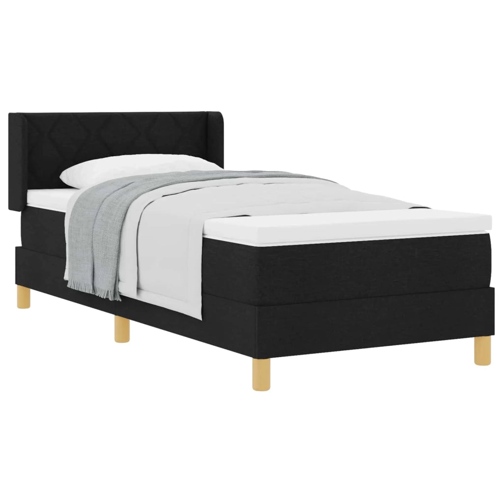 Letto a molle con materasso Nero 190 x 90 cm Tessuto