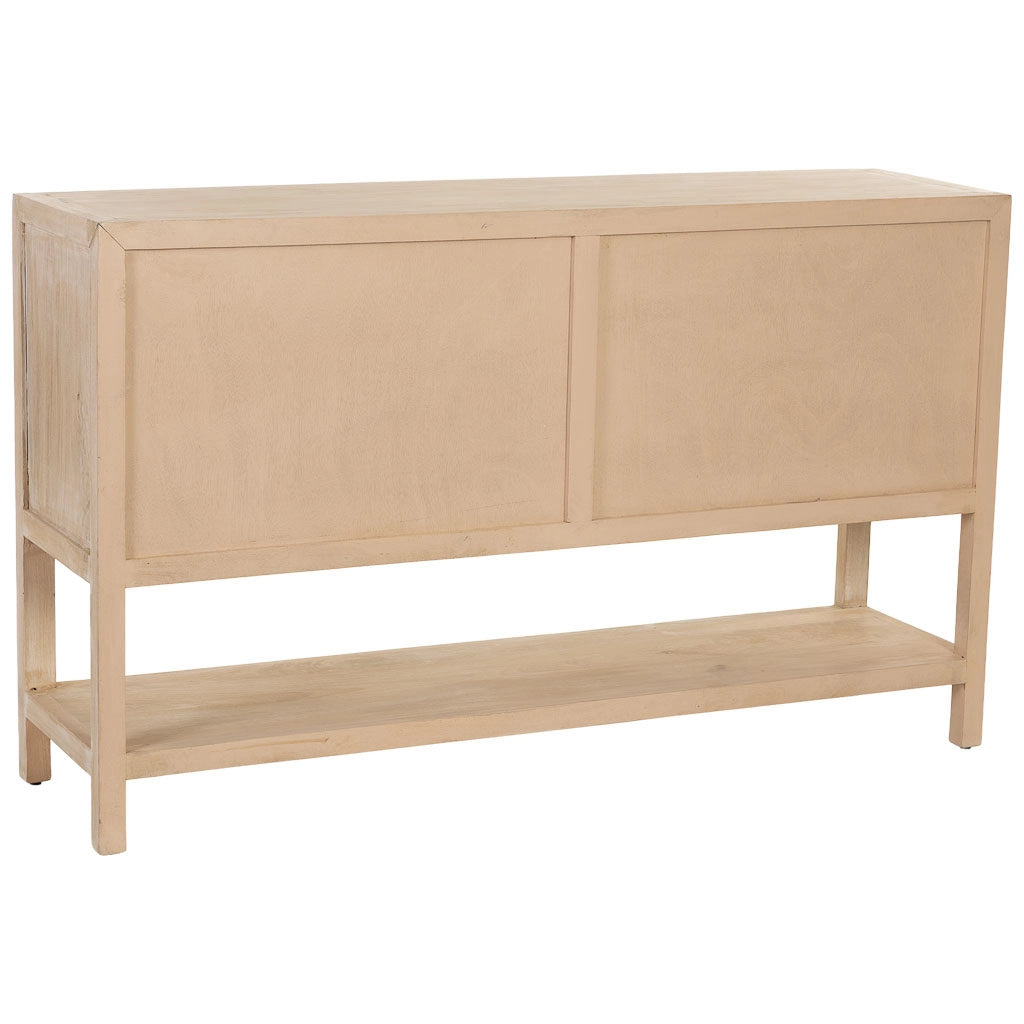 Credenza in legno beige con 4 ante 150x40x90h cm