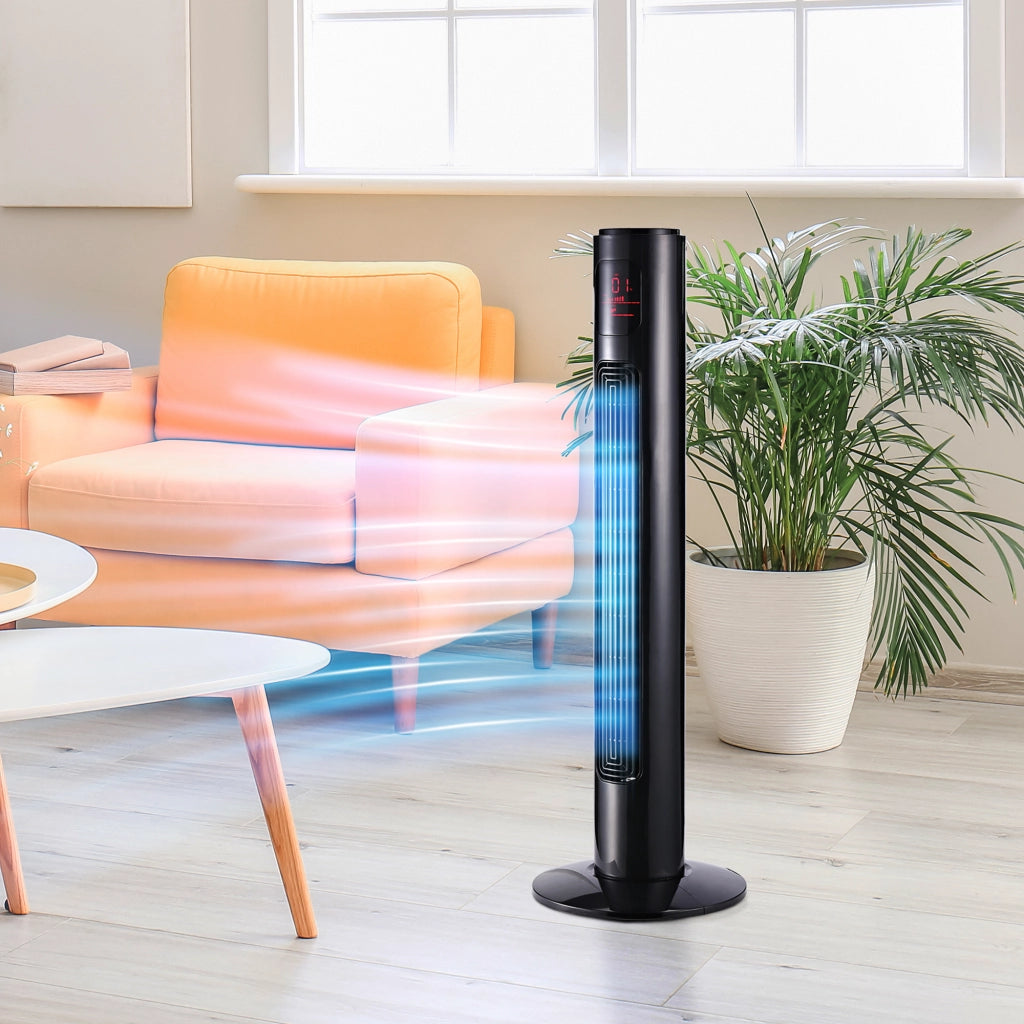 Ventilatore a Torre Oscillante con Telecomando ¨C zephmum ¨C Nero 32x32x96 cm
