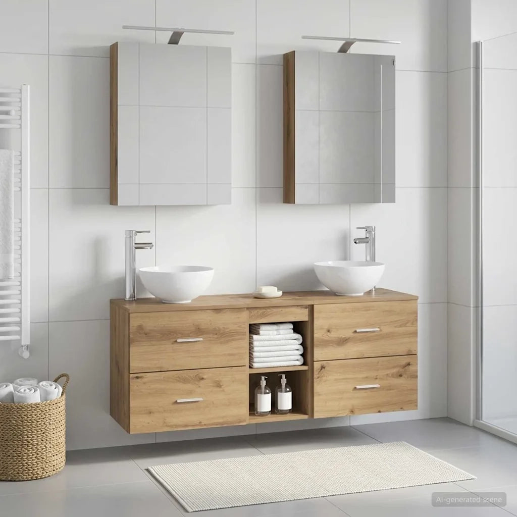 Set di Armadi da Bagno 5 pcs Rovere Artigianale 3406678