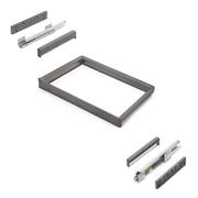 Kit 2 vassoio ausiliario, 1 cesto portabiancheria e telaio regolabile Quartz per armadi, chiusura ammortizzata e estra..