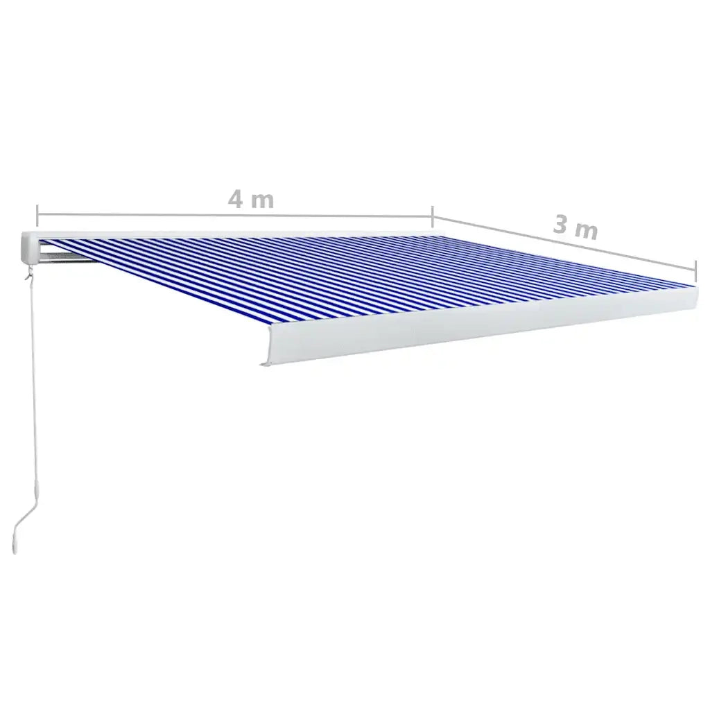 Tenda a Cassonetto Manuale 400x300 cm Blu e Bianca cod mxl 9306