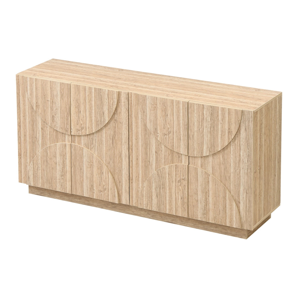 Sideboard in legno naturale con ripiani e ante, 160 x 40 x 80 cm