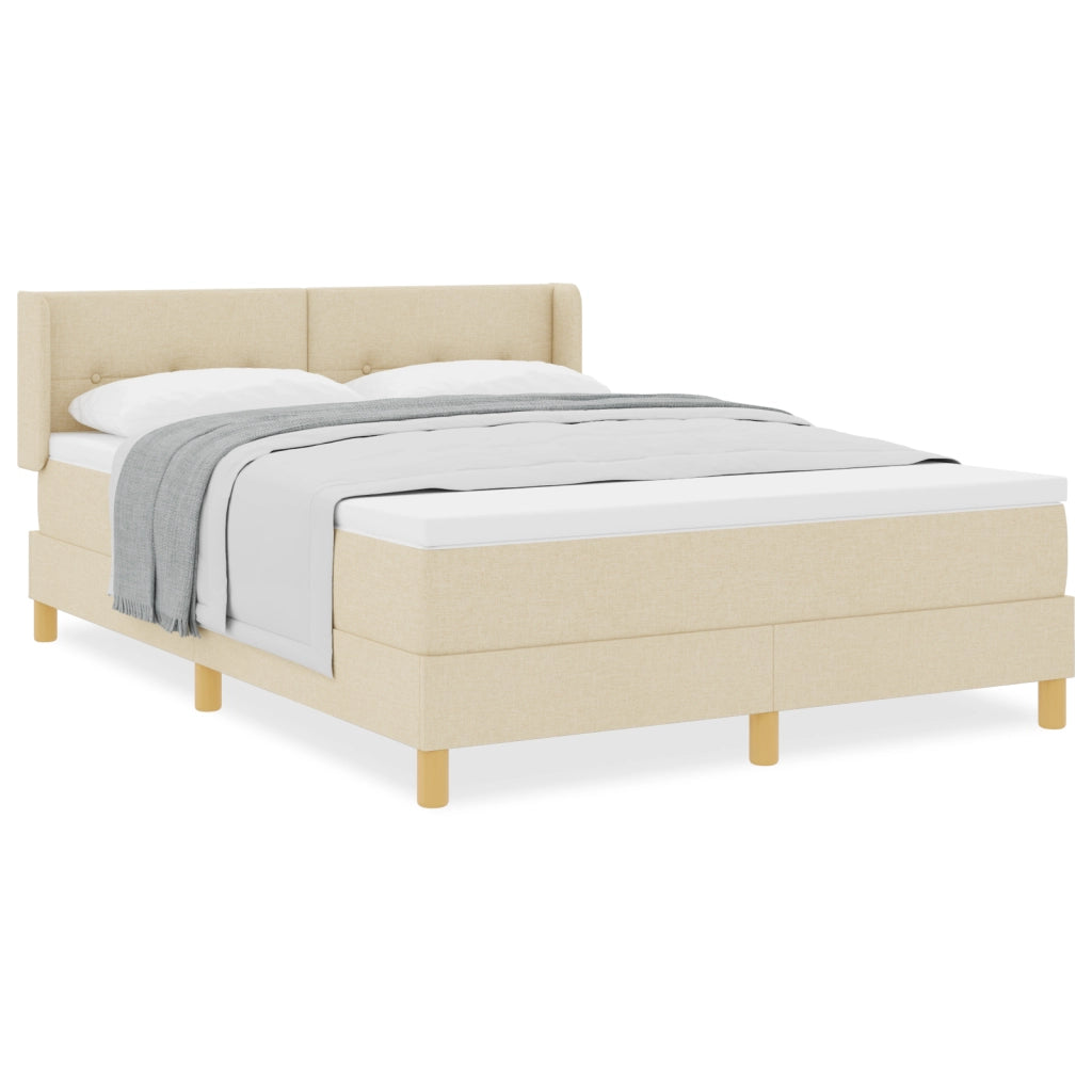 Letto Box Spring con Materasso Panna 140x200 cm Tessuto