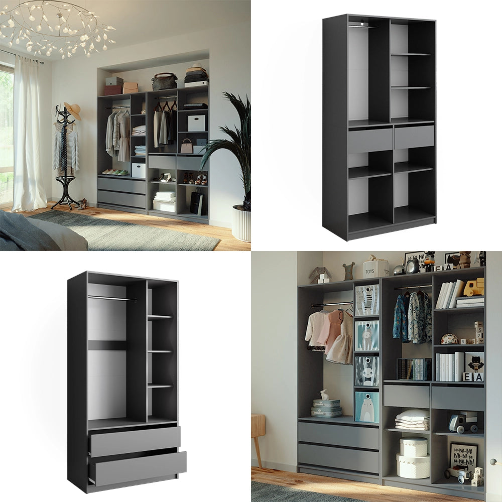 Vicco Armadio Antracite 200 x 200 cm Set di 2