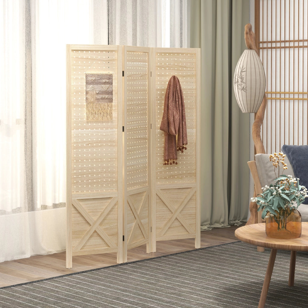 Paravento 3 Pannelli ¨C Minimal ¨C Legno Naturale 114x1.7x144.5 cm