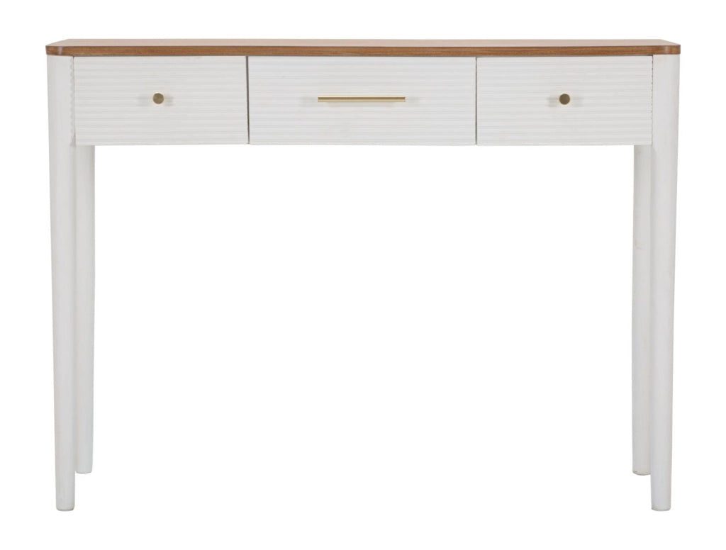Console Fissa Matera 107x80x37 cm in Legno MDF e Ferro Bianco/Marrone