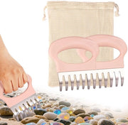 Hark per la raccolta di conchiglie 2 pezzi - Manico con rete - Rosa/Bianco - Pulizia conchiglie - Leggero - Compatta 12x11,8 cm - Utilizzo per spiaggia