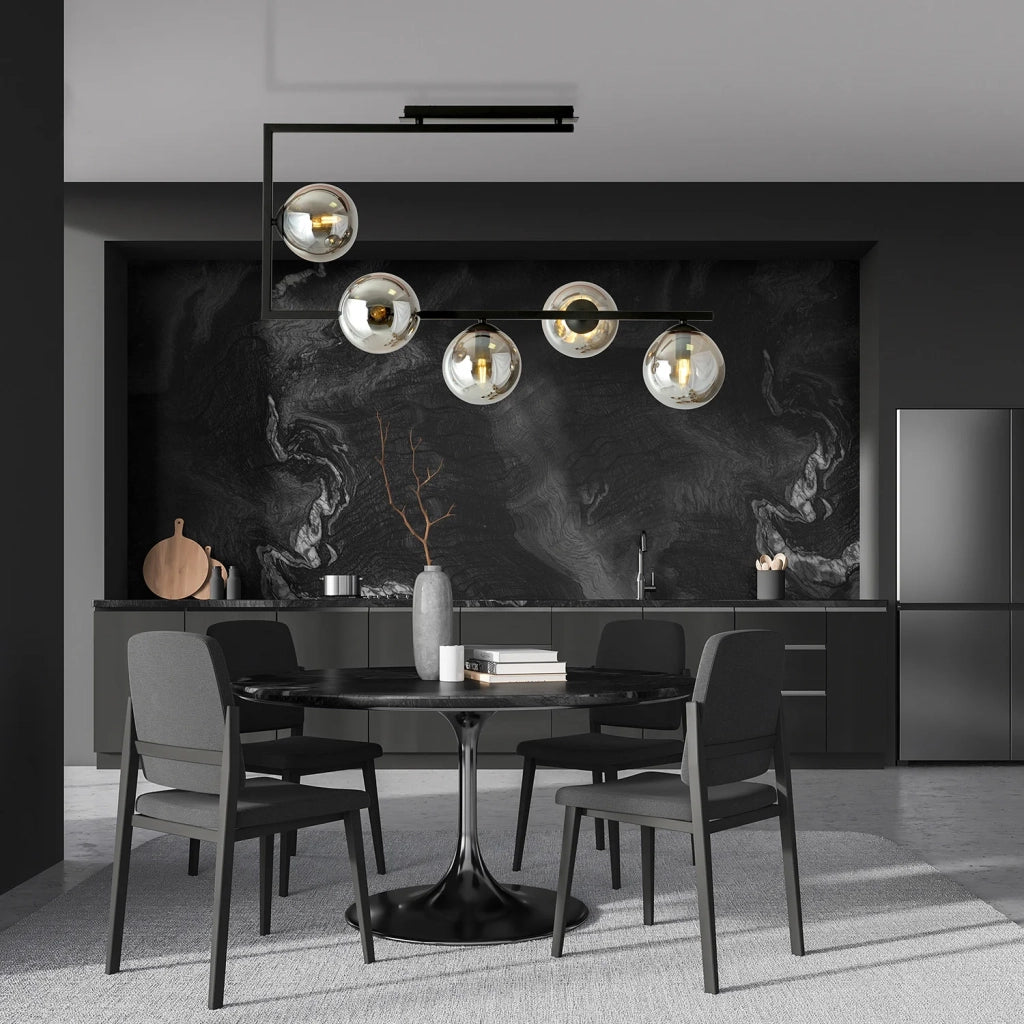 Plafoniera Minimal Nanna Acciaio Nero 5 Luci E14 Ip20