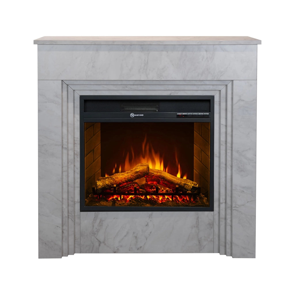 Caminetto Volla, Camino Elettrico Superficie Riscaldabile 30 m2, 96x35x96h cm Bianco