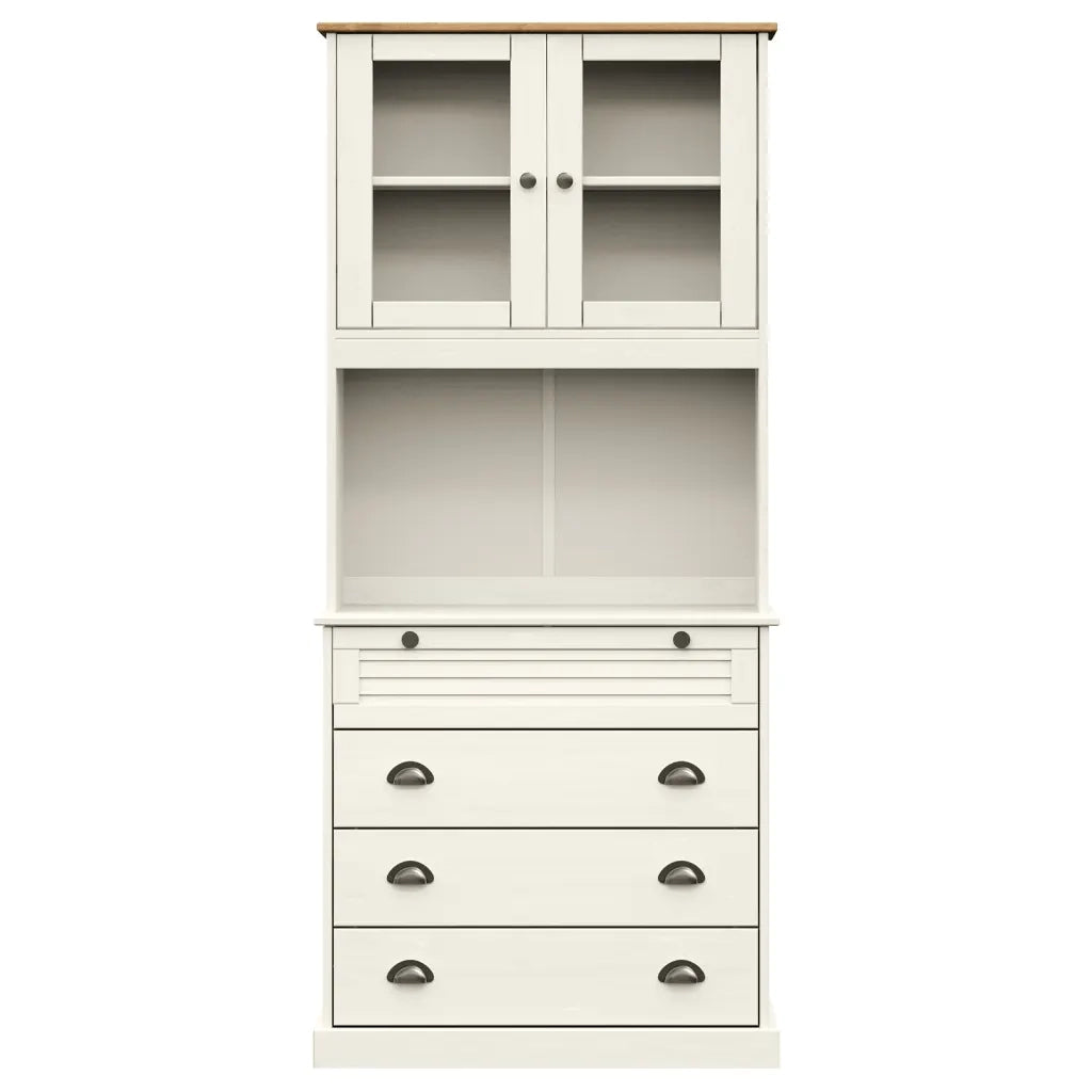 Credenza VIGO Bianca 80x40x176 cm in Legno Massello di Pino