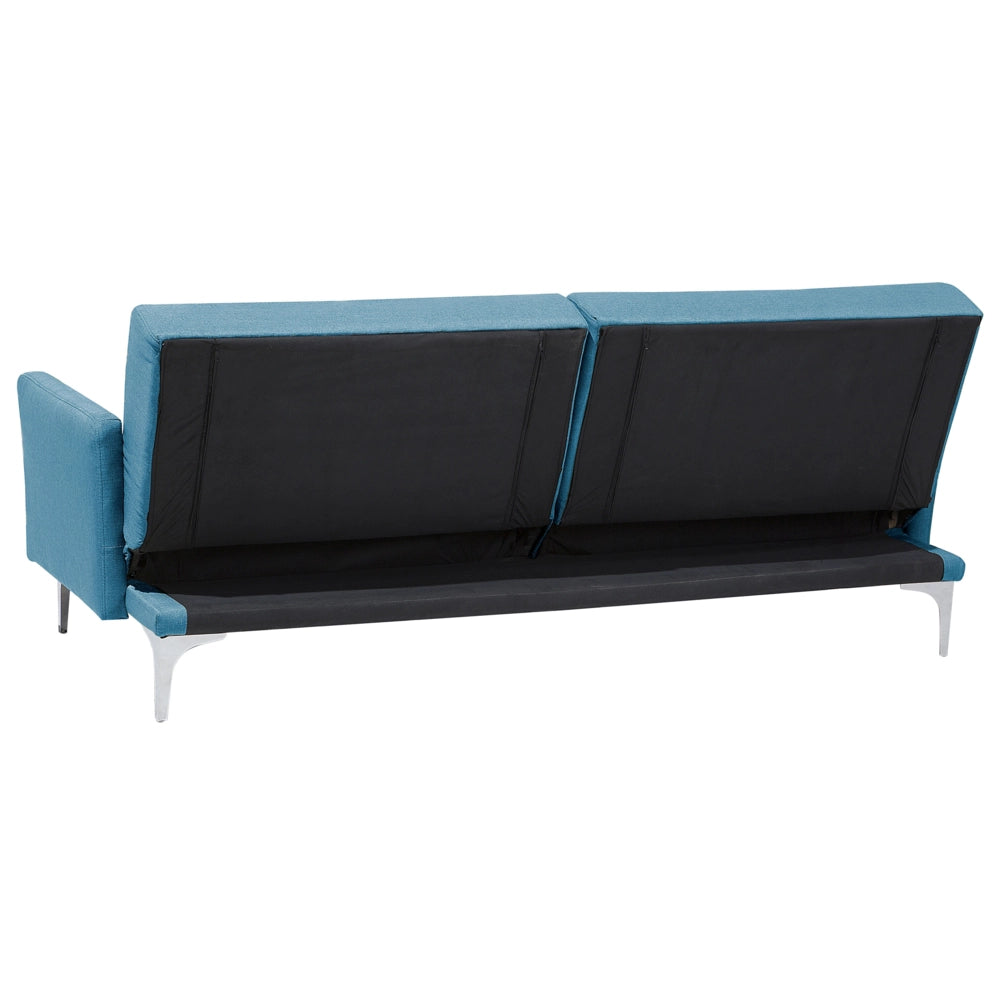 Divano Letto colore Blu Mare 3 Posti Seduta Con Bottoni meccanismo ʺClick Clackʺ in metallo