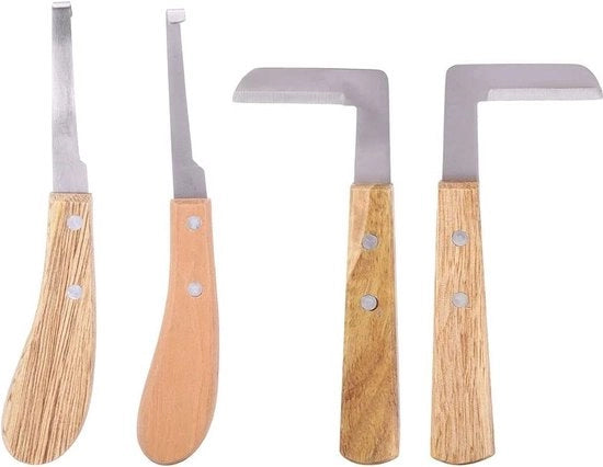 Kit per affilare le unghie del cavallo - Strumento per tagliare le unghie con manico di legno - Set di lame per unghie del cavallo per animali da soma.