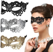 Maschera a fettuccia 3 pezzi - Maschera veneziana - Occhiali da maschera - Maschera in tessuto - Dimensioni: 25 x 7,5 cm