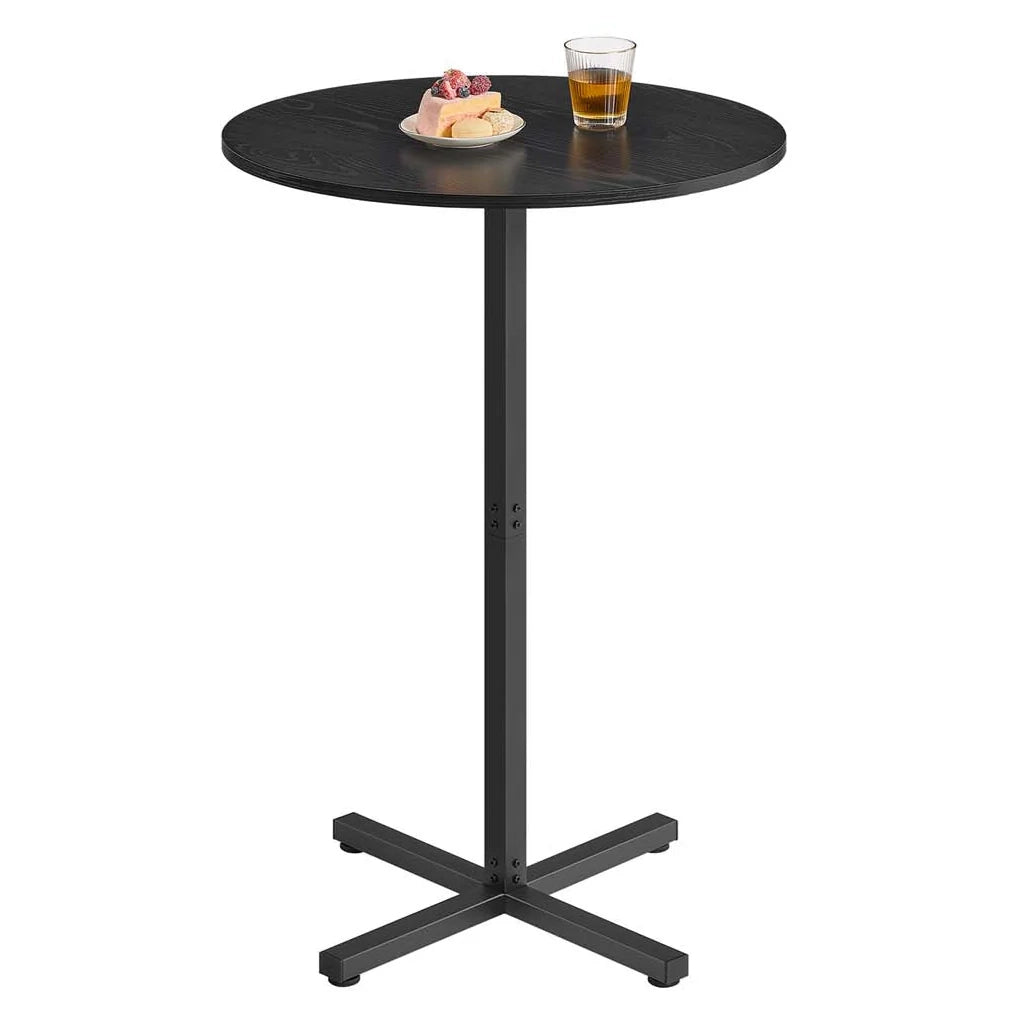 Tavolo alto da bar con struttura in metallo 60 x 60 x 1045 cm per sala da pranzo o bistrot facile da montare base a croce posti a sedere per 2-3 persone stile moderno nero 12_0007574