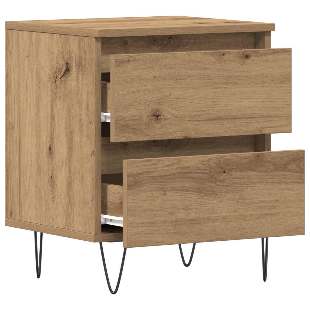 Comodini 2 pcs Rovere Artigianale 40x35x50 cm Legno Ingegnerizzato