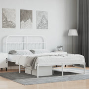 Giroletto con Testiera-Struttura Letto con testiera Metallo Bianco 140x190 cm 491863