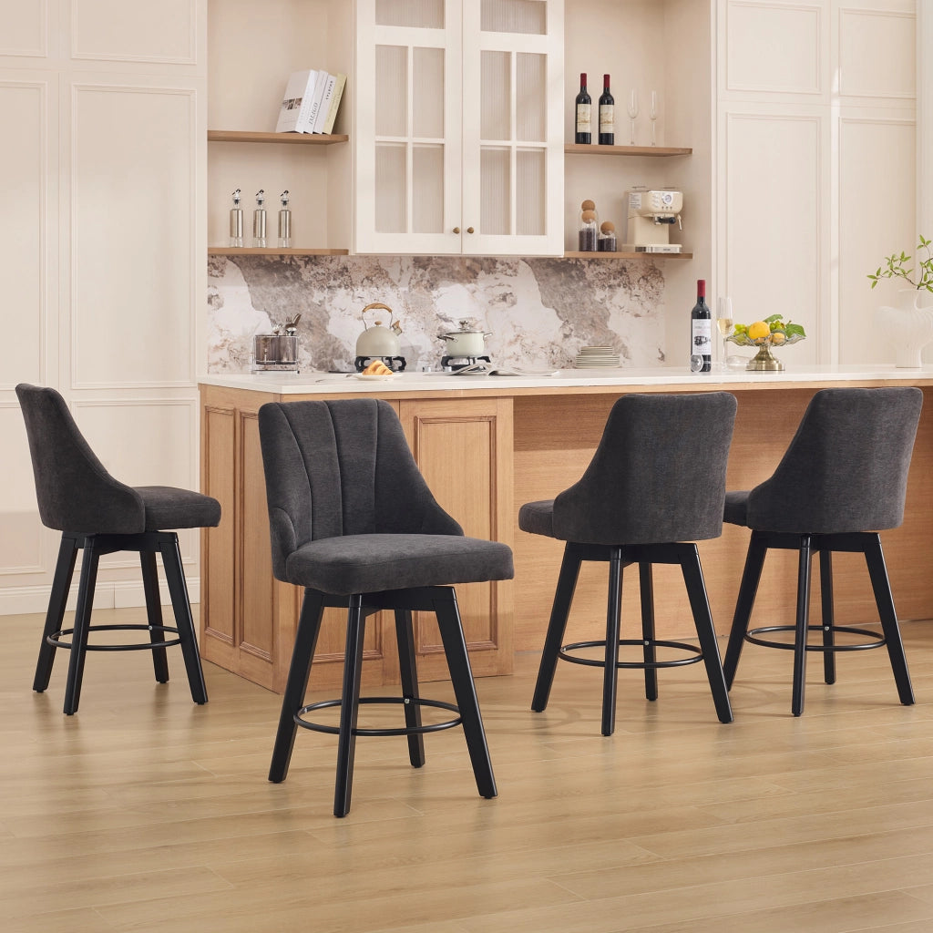 SGABELLO BAR Girevole 53 x 53,5 x 94,5 cm Chenille Grigio