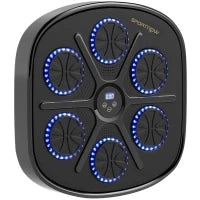 Boxing Machine Musicale a Parete con 9 Velocità, Connessione Bluetooth e Guanti, 41.8x44.6x7.5 cm, Nero e Blu