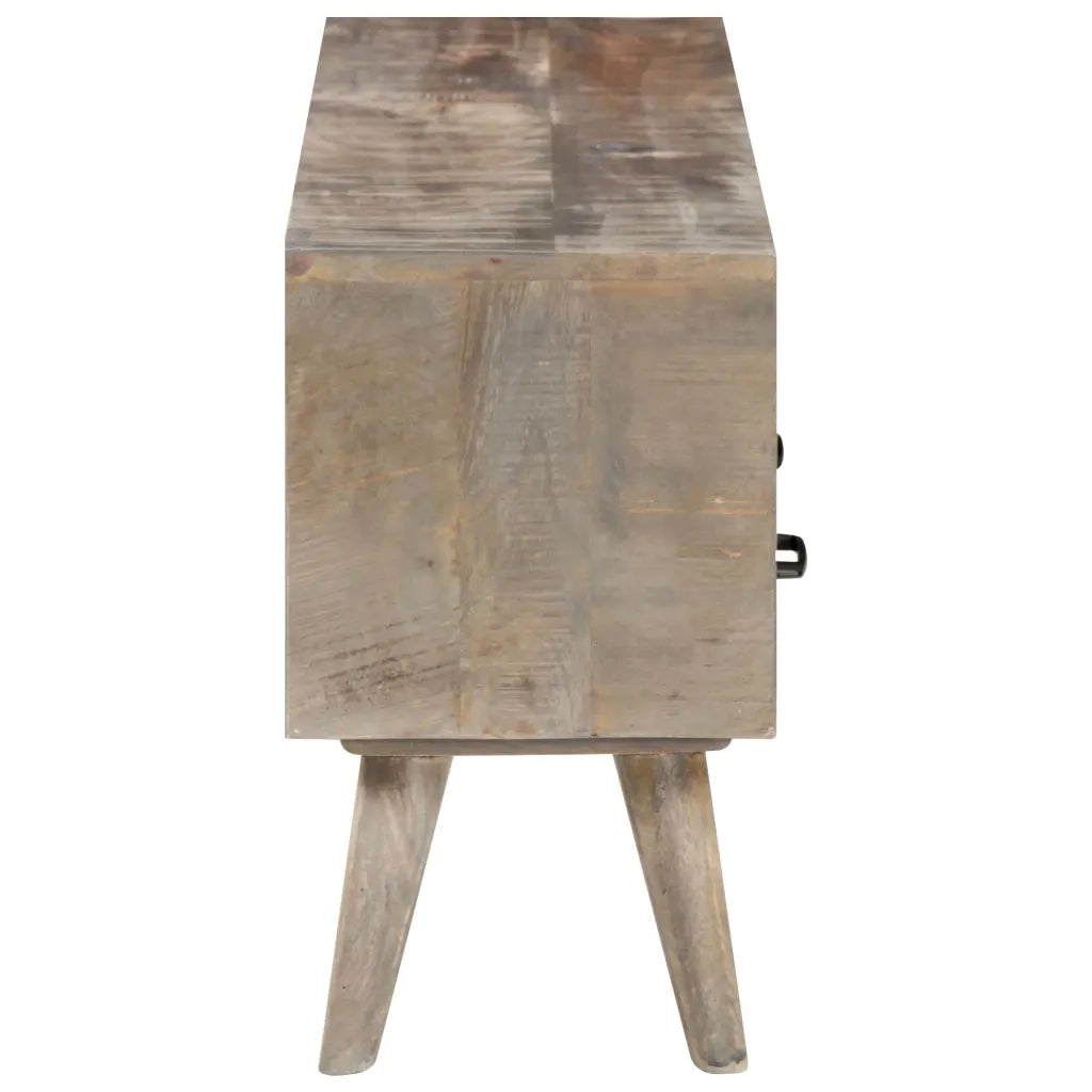 Mobile Porta TV Grigio 130x35x51 cm in Massello di Mango Grezzo 321805