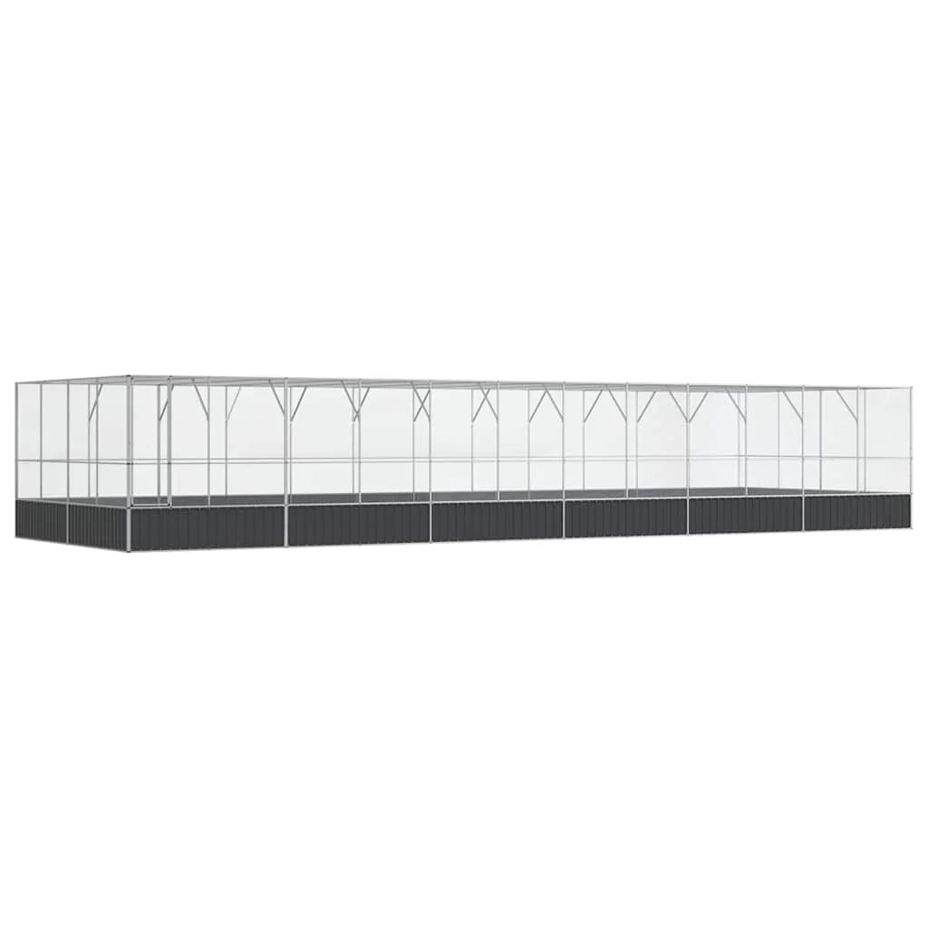 Voliera a gabbia con estensione in argento 1246 x 414 x 212 cm acciaio argento 02_0045649